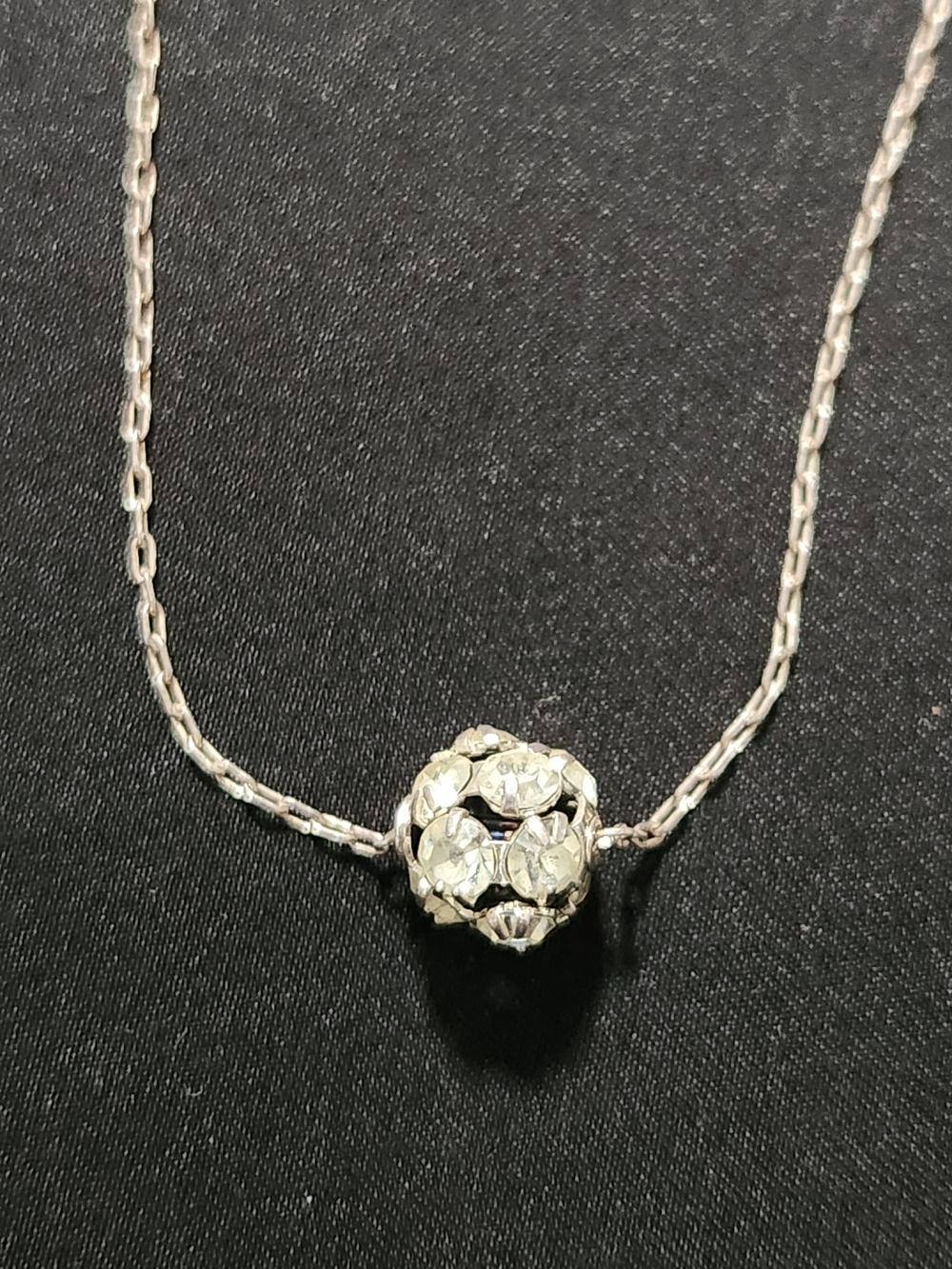 Silver Tone Crystal Ball Pendant Necklace - Women Jewelry